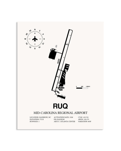 Gray Mid-Carolina Regional Airport framed poster displayed in an airplane hangar
