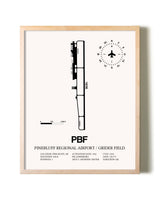 Pinebluff Regional Airport / Grider Field framed wall art in white frame
