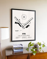 Cape Cod Gateway Airport aviation wall décor in black wood frame