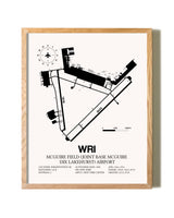 McGuire Field (Joint Base McGuire Dix Lakehurst) Airport framed print in natural wood frame