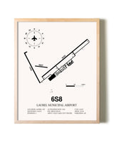 Laurel Municipal Airport framed wall art in white frame