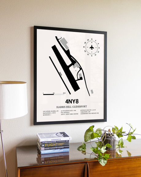 Harris Hill Gliderport aviation wall décor in black wood frame