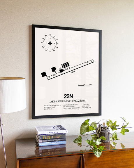 Jake Arner Memorial Airport aviation wall décor in black wood frame