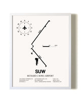 Richard I Bong Airport airport map poster in oak frame