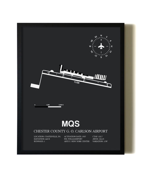 Unframed Chester County G. O. Carlson Airport map print poster