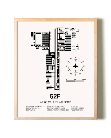 Aero Valley Airport framed wall art in white frame