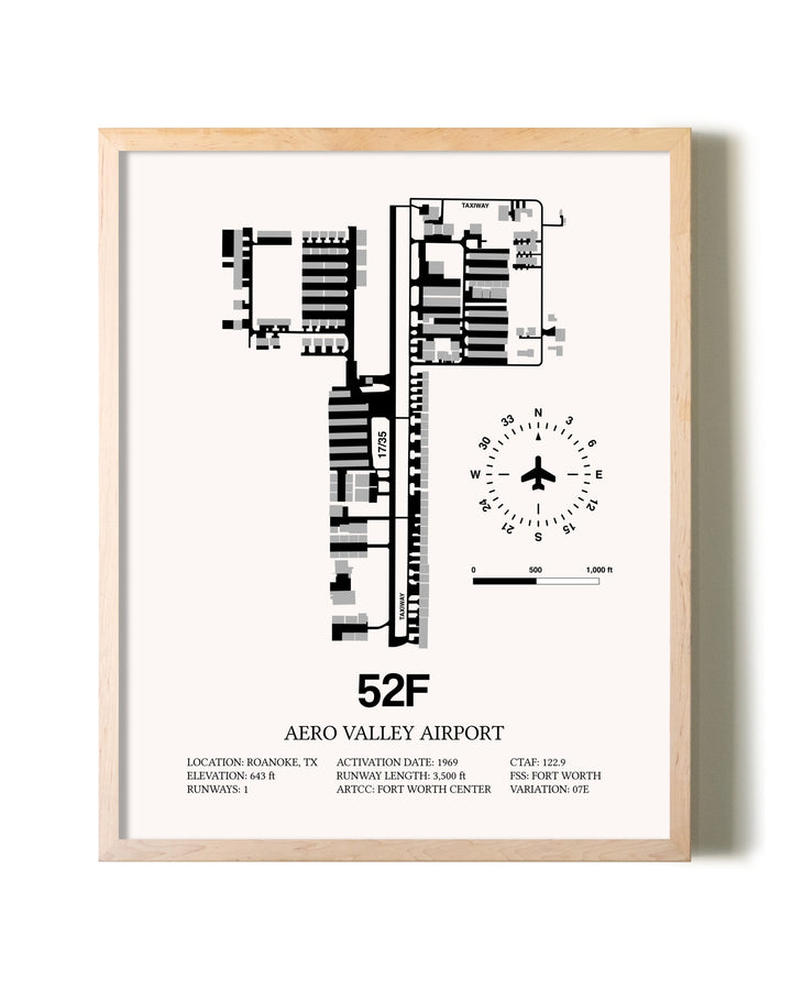 Aero Valley Airport framed wall art in white frame