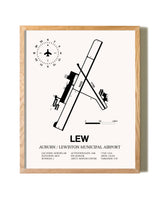 Auburn / Lewiston Municipal Airport framed print in natural wood frame