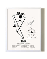 Tillamook Airport airport map poster in oak frame