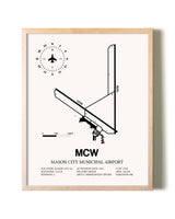 Mason City Municipal Airport framed wall art in white frame