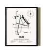 Framed Olympia Regional Airport wall art poster in black frame