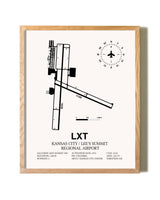 Kansas City / Lee's Summit Regional Airport framed print in natural wood frame