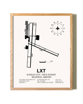 Kansas City / Lee's Summit Regional Airport framed print in natural wood frame