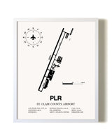 St. Clair County Airport airport map poster in oak frame