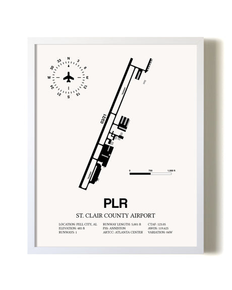 St. Clair County Airport airport map poster in oak frame