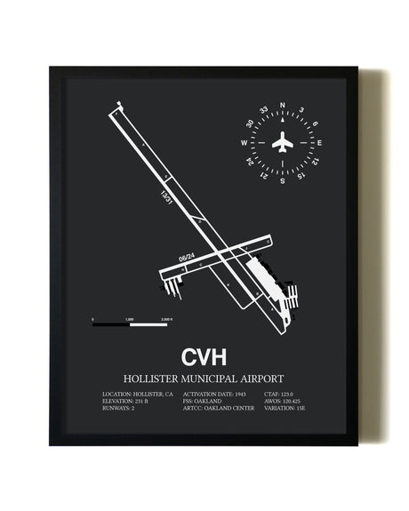 Unframed Hollister Municipal Airport map print poster