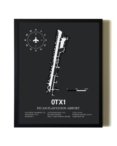 Unframed Pecan Plantation Airport map print poster
