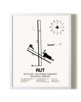 Rutland / Southern Vermont Regional Airport airport map poster in oak frame