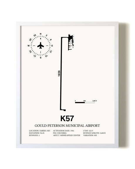 Gould Peterson Municipal Airport airport map poster in oak frame