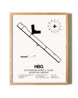 Hattiesburg Bobby L. Chain Municipal Airport framed print in natural wood frame