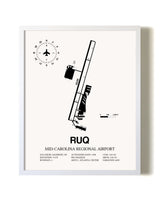 Mid-Carolina Regional Airport airport map poster in oak frame
