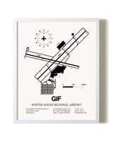 Winter Haven Regional Airport airport map poster in oak frame