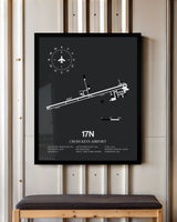 Framed Detailed Airport Map of Cross Keys Airport (17N) in Gray with a Black Frame