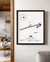 Framed Detailed Airport Map of Cross Keys Airport (17N) in White with a Black Frame