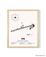 Detailed Airport Map of Cross Keys Airport (17N) in White with a Natural Frame