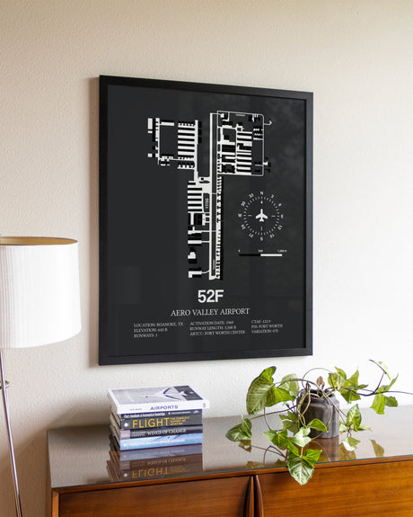 Gray Framed Aero Valley Airport wall art poster in black frame