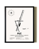 Framed Carbon County Regional Airport / Buck Davis Field wall art poster in black frame