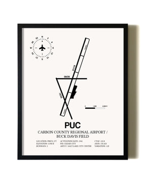 Framed Carbon County Regional Airport / Buck Davis Field wall art poster in black frame