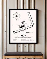 Indianapolis Regional Airport framed poster displayed in an airplane hangar