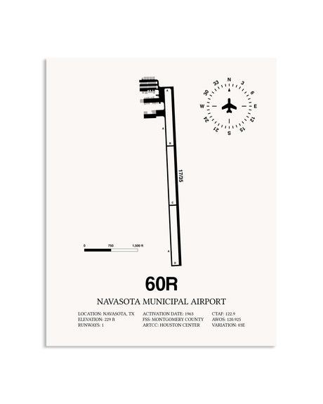Gray Navasota Municipal Airport framed poster displayed in an airplane hangar