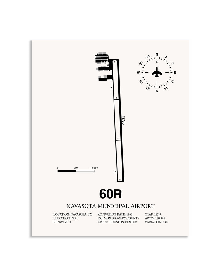 Gray Navasota Municipal Airport framed poster displayed in an airplane hangar