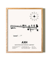 Houston Southwest Airport framed print in natural wood frame