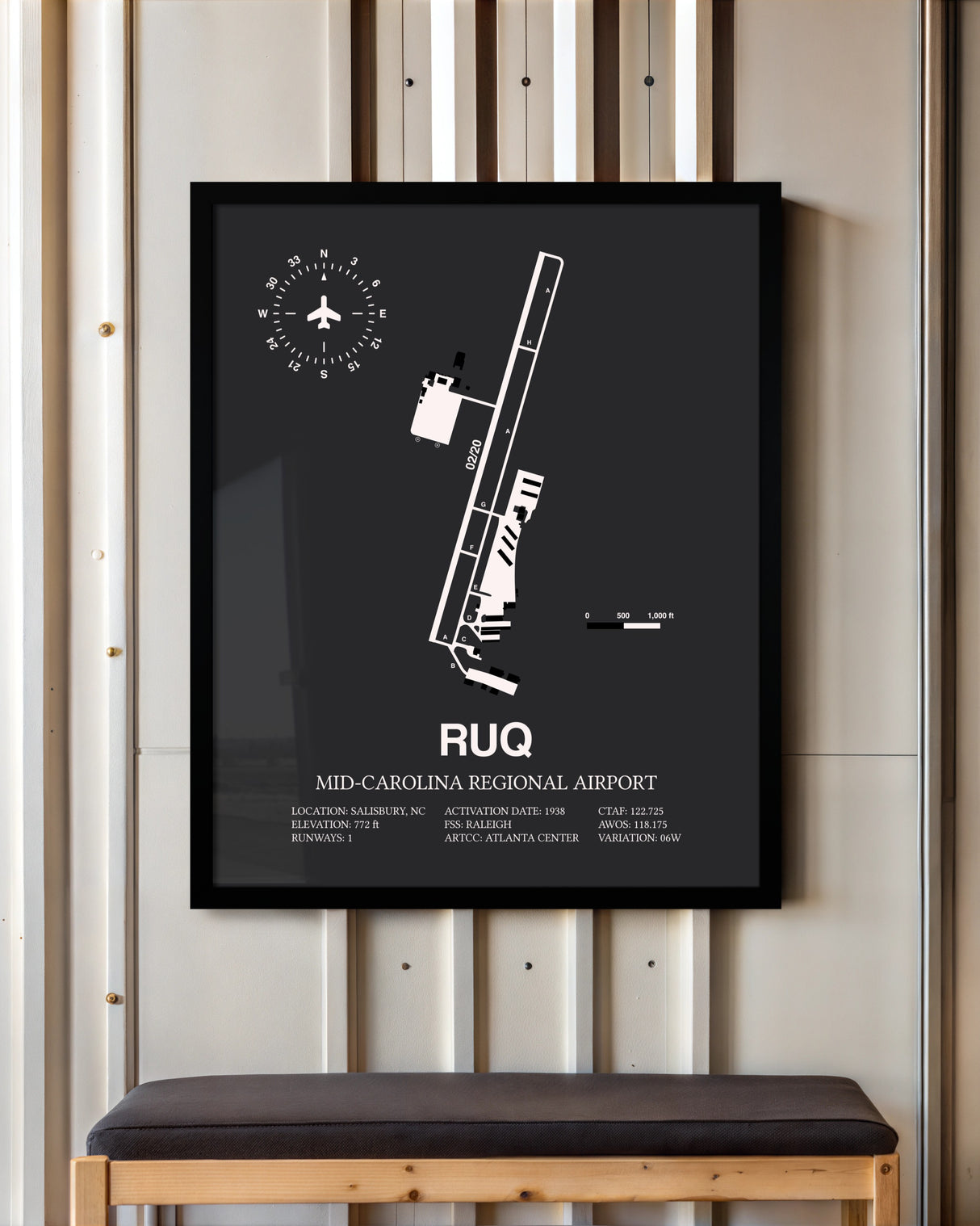 Frame color options for Mid-Carolina Regional Airport Wall Art