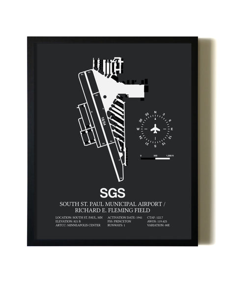 Unframed South St. Paul Municipal Airport / Richard E. Fleming Field map print poster