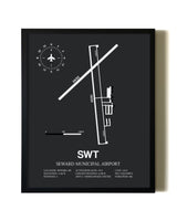 Unframed Seward Municipal Airport map print poster