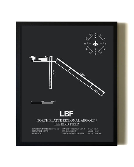 Unframed North Platte Regional Airport / Lee Bird Field map print poster