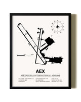 Framed Alexandria International Airport wall art poster in black frame
