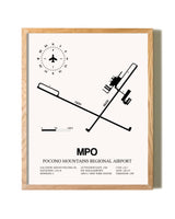 Pocono Mountains Regional Airport framed print in natural wood frame