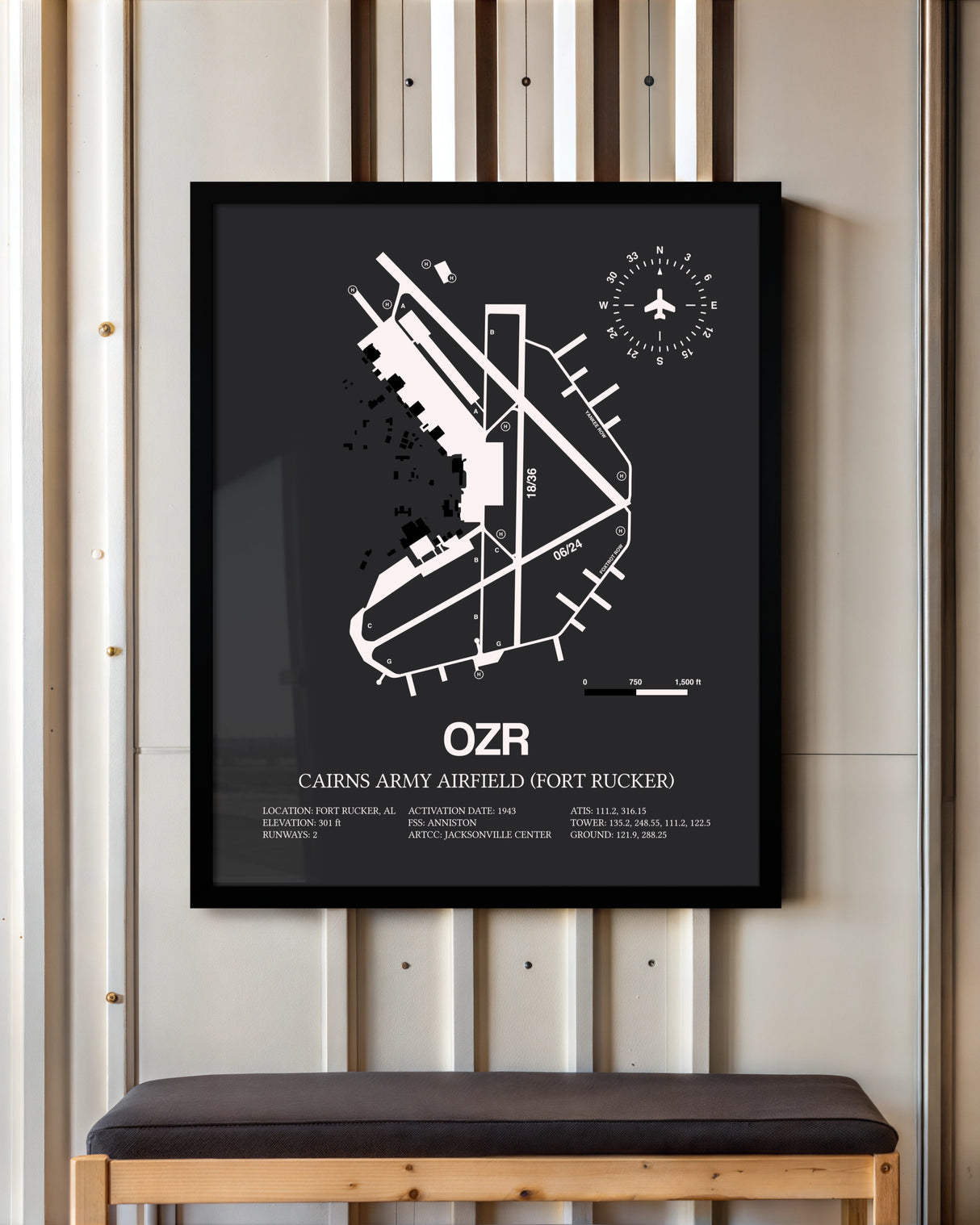 Frame color options for Cairns Army Airfield (Fort Rucker) Wall Art