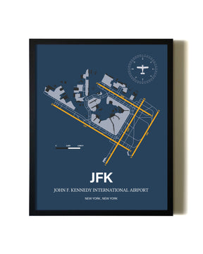 Framed John F. Kennedy International Airport wall art poster in black frame