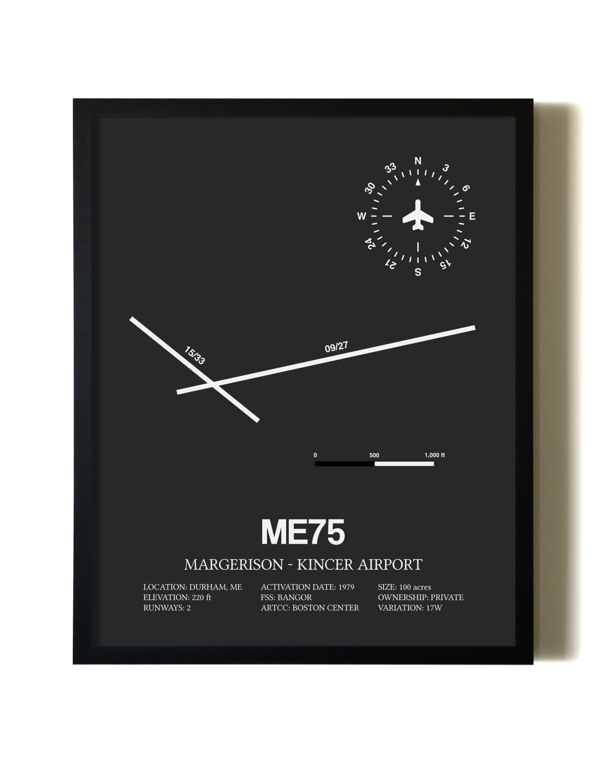 Unframed Margerison-Kincer Airport map print poster