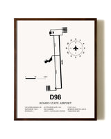 Romeo State Airport aviation print in walnut frame