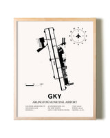 Arlington Municipal Airport framed wall art in white frame