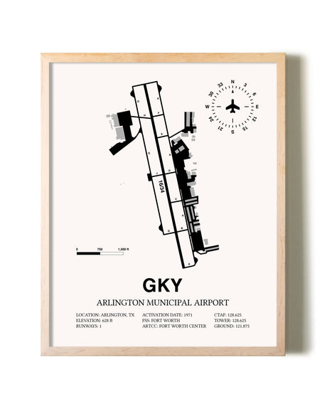 Arlington Municipal Airport framed wall art in white frame