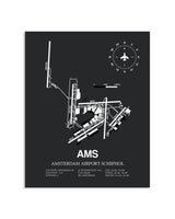 Gray Framed Amsterdam Airport Schiphol layout wall art poster