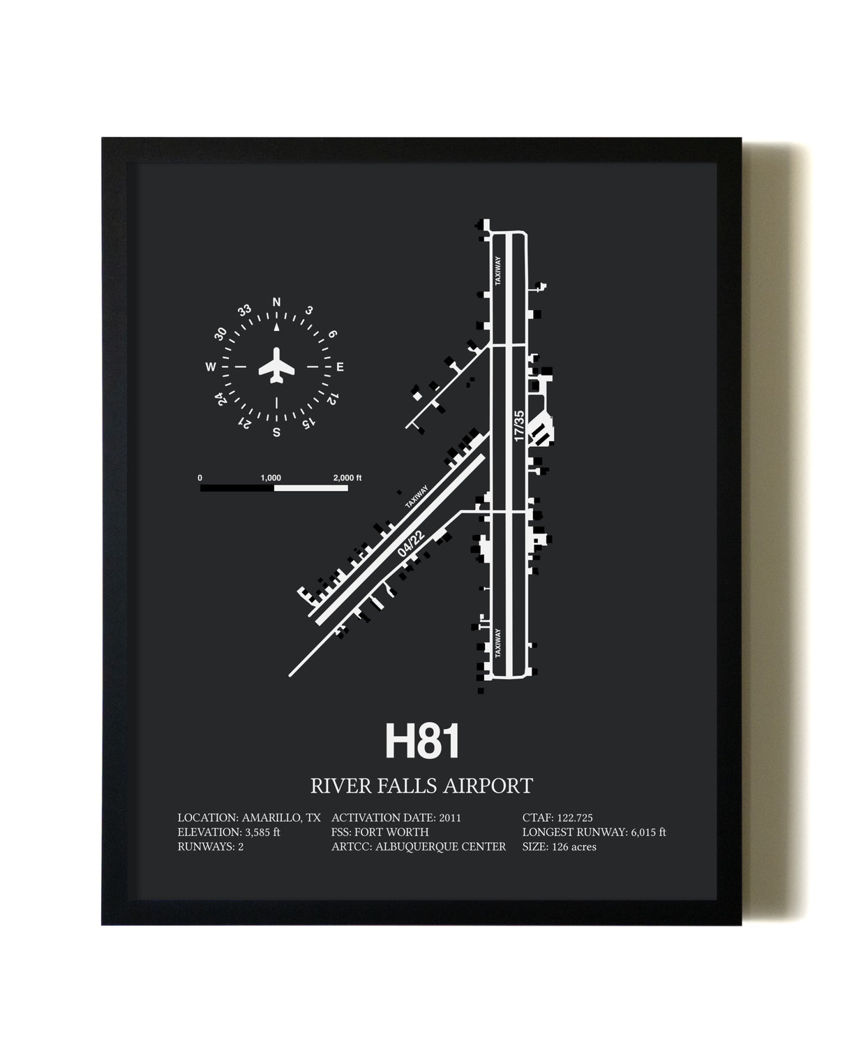 Unframed River Falls Airport map print poster